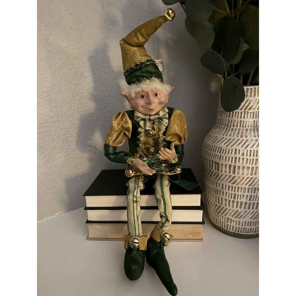Robert Stanley Posable Elf Pixie Green Gold Bendable Legs Arms Jingle Bells READ - Picture 11 of 16
